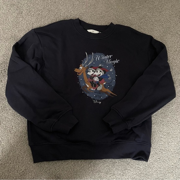 H&M Disney Christmas Winter Navy Sweatshirt - Picture 1 of 4